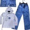 Ensemble 3 Pièces Fille – Pantalon Jean, Gilet et Sweat à Capuche